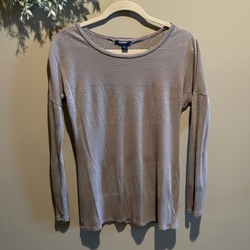 🍂 3/$20 ✨EUC✨ Old Navy Gray Sparkle Stripe Tee